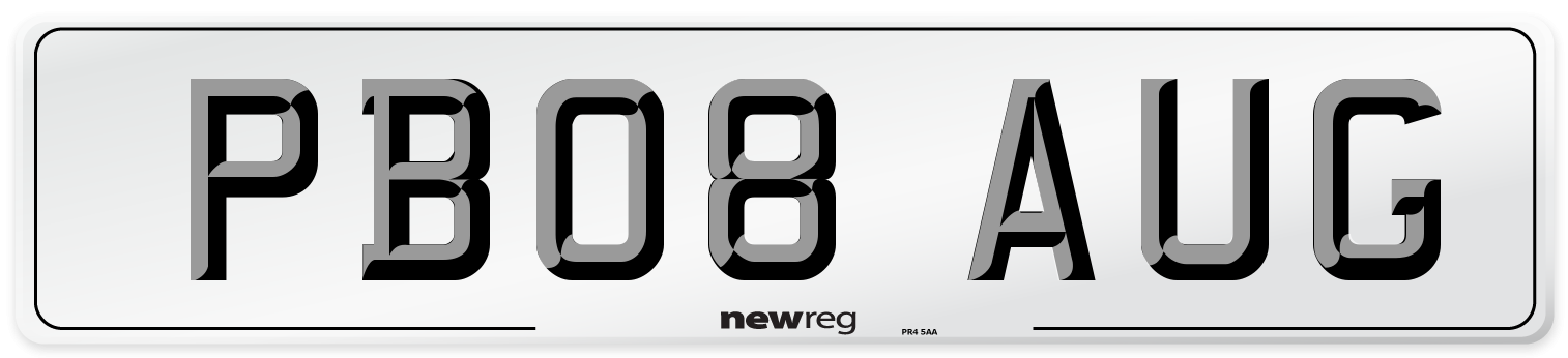 PB08 AUG Number Plate from New Reg